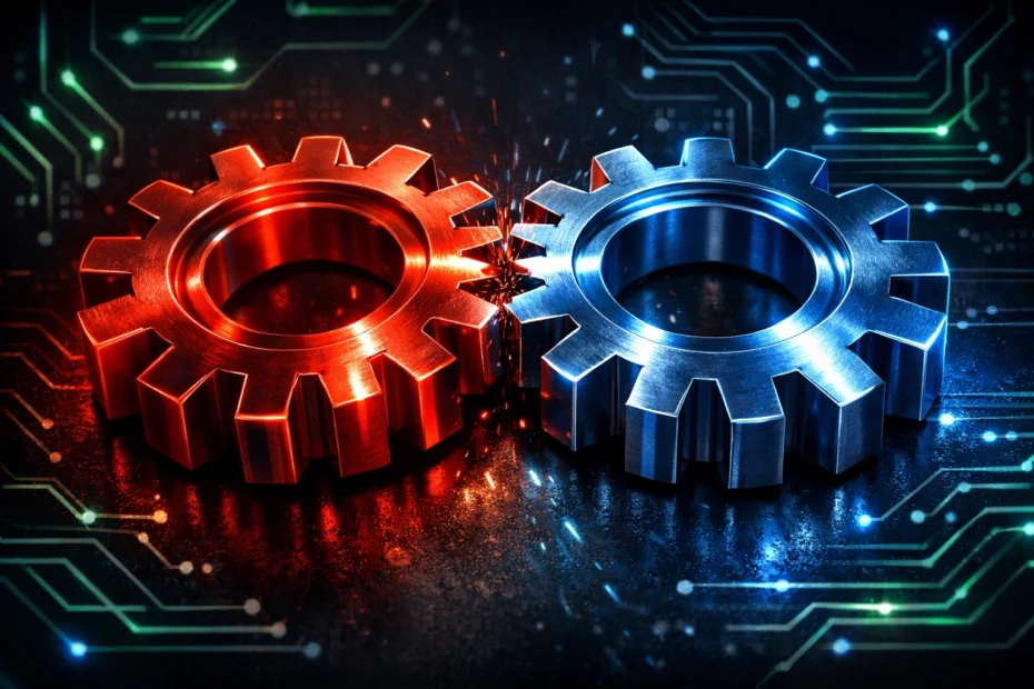 Two locked gears showing SQL Server deadlock victim selection process